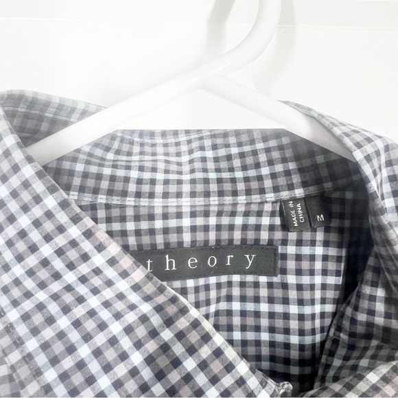 Theory Kyson Blue Gingham Button Down Shirt Medium - Picture 5 of 5